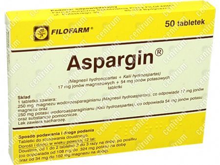 Aspargin 0,017g+0,054g, tabletki 50 sztuk