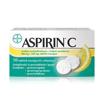 Aspirin C Bayer 500mg+240 mg tabletki musujace z witamina C 10 sztuk