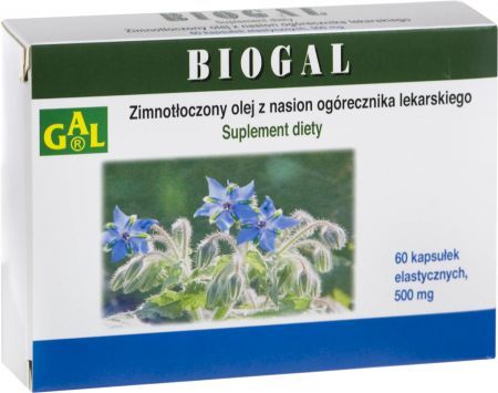 Biogal - Zimnotłoczony olej z nasion ogórecznika lekarskiego. 60 kapsułek elastycznych, 500 mg.