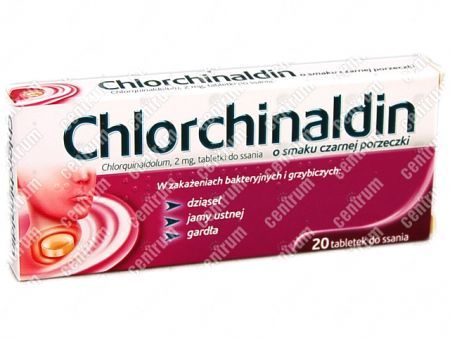 Chlorchinaldin 2 mg, tabletki do ssania o smakuczarnej porzeczki, 20 sztuk