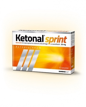 Ketonal Sprint 25 mg, granulat do sporządzenia roztworu doustnego, 12 saszetek