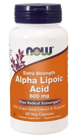 NOW Alpha lipoic acid 600 mg,(Kwas alfa-liponowy) 60 kapsułek