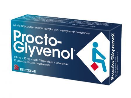 Procto-Glyvenol 400 mg + 40 mg, czopki doodbytcznie, 10 czopków