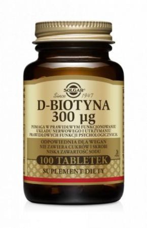 SOLGAR D-biotyna 300 mcg, 100 tabletek