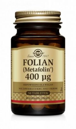 SOLGAR Folian (Metafolin) 400 mcg, 50 tabletek