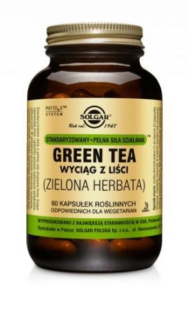SOLGAR Green Tea (Zielona Herbata) wyciąg z liści, 60 kapsułek