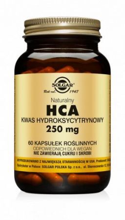 SOLGAR HCA Naturalny Kwas Hydroksycytrynowy 250 mg, 60 kapsułek