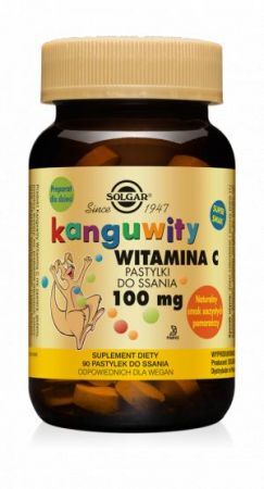 SOLGAR Kanguwity Witamina C 100 mg, smak pomarańczowy, 90 pastylek do ssania