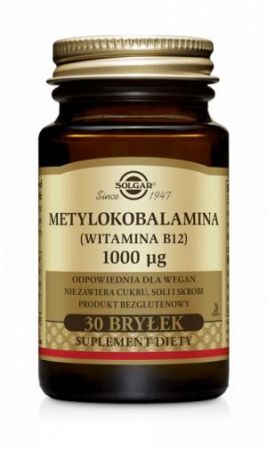 SOLGAR Metylokobalamina (Witamina B12) 1000 µg, 30 bryłek