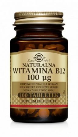 SOLGAR Naturalna witamina B12 100 μg, 100 tabletek