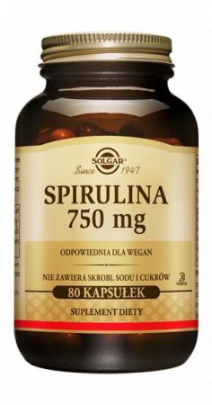 SOLGAR Spirulina 750 mg, 80 kapsułek